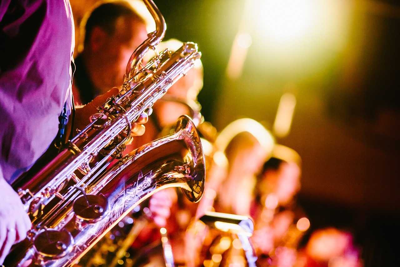 Saxophone section in band