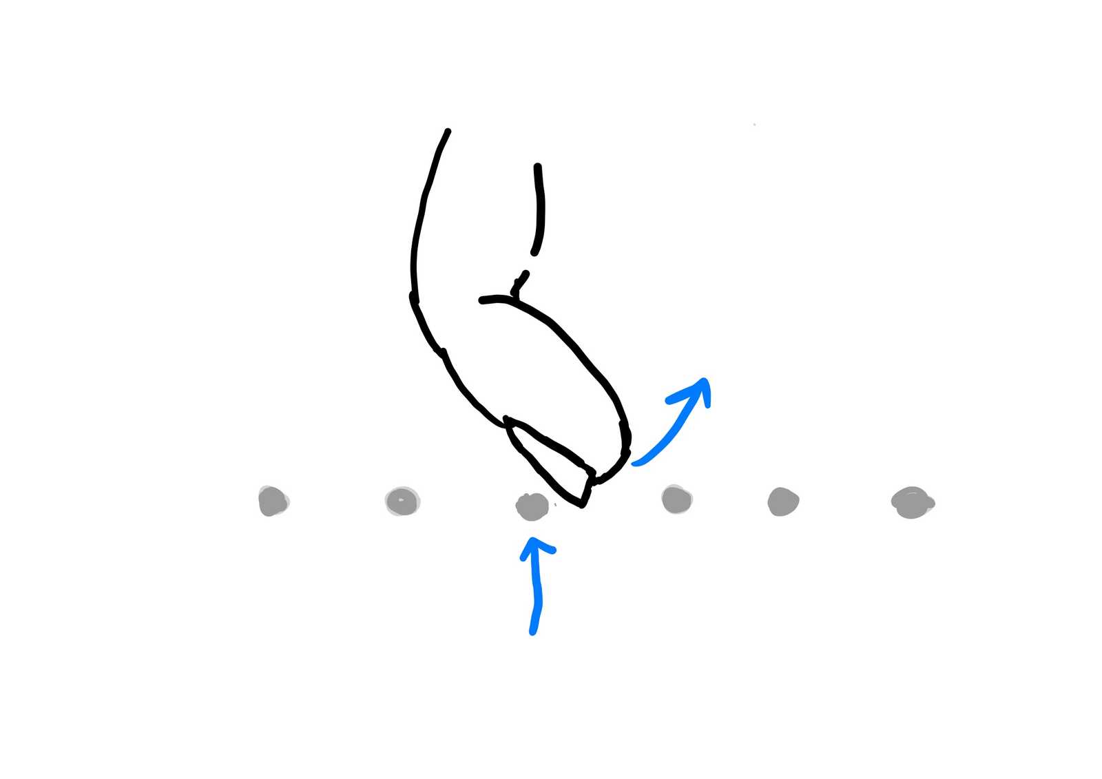 The index finger follows through