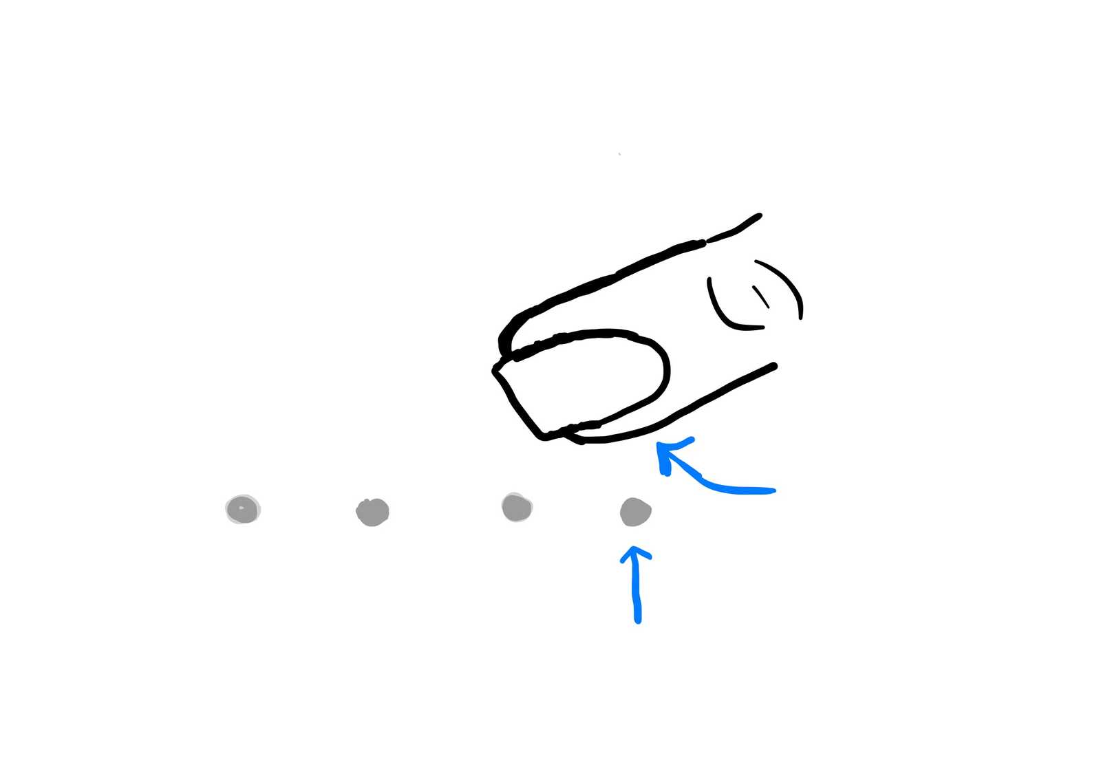The thumb follows through and the string is released