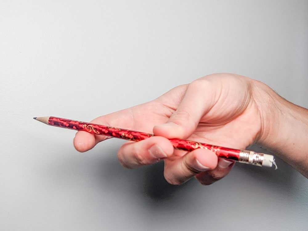 Incorrect thumb position on the violin bow.