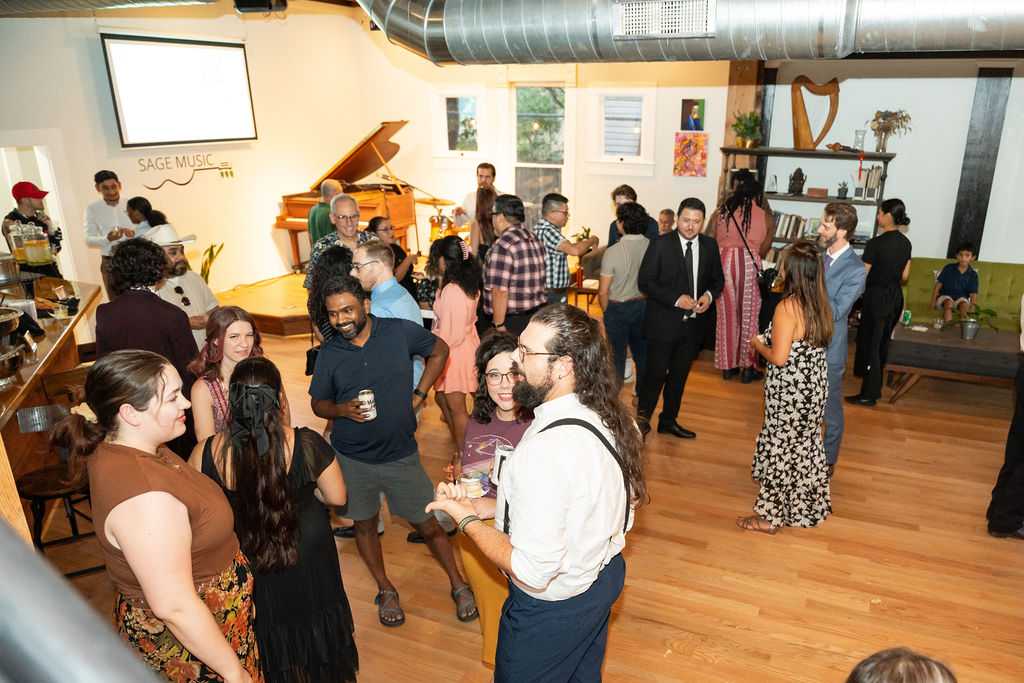 Students and staff at an open house