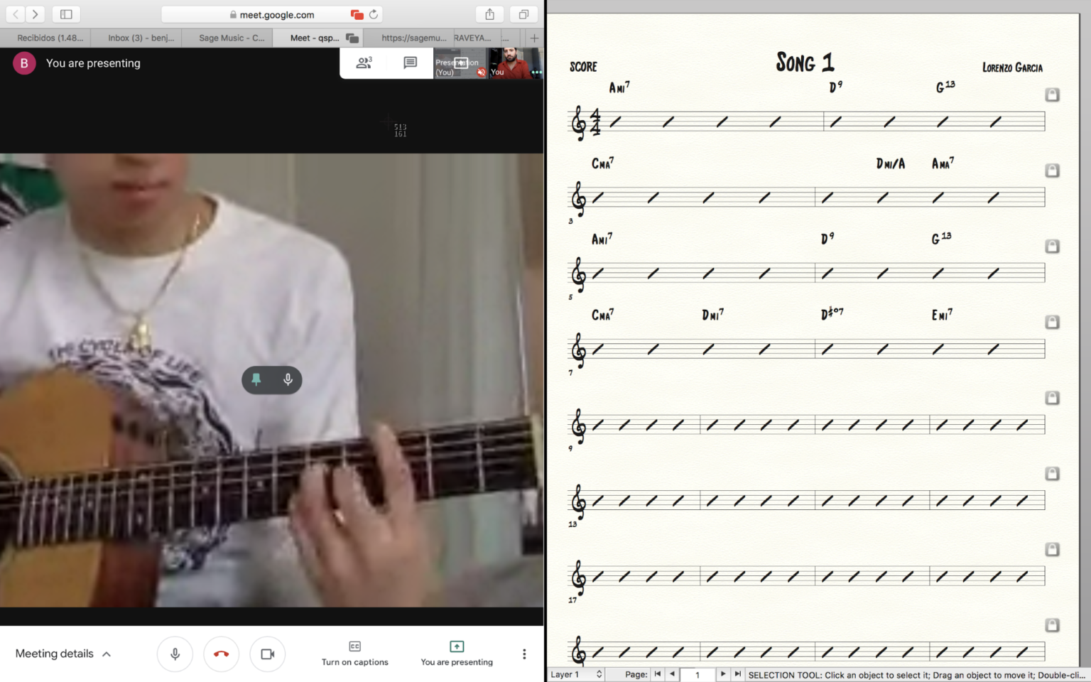 Sage Music Screen Sharing